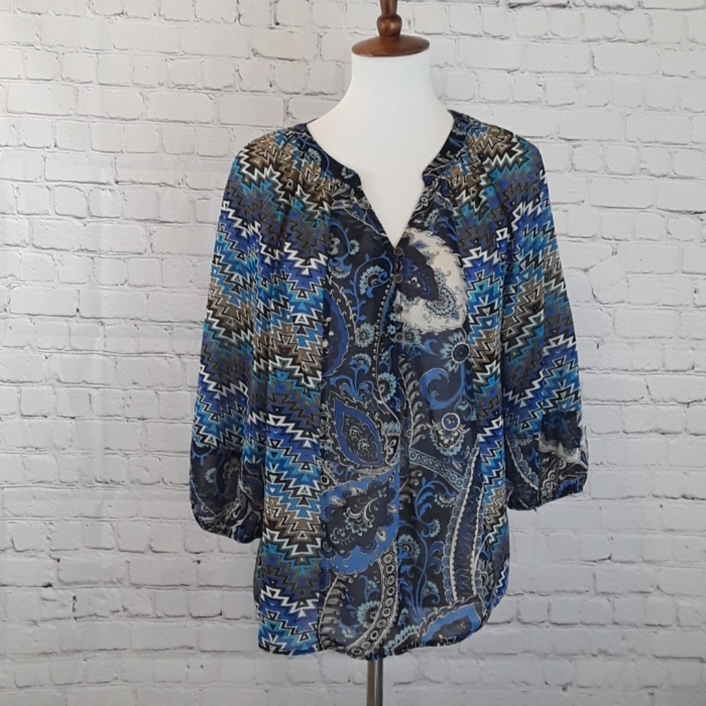 🎨Figueroa & flowers Medium floaty boho sheer top
